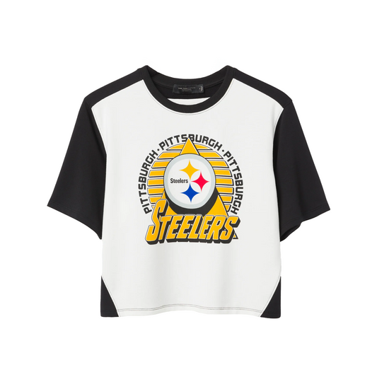 Pittsburgh Steelers Women's Color Block Crop Tee