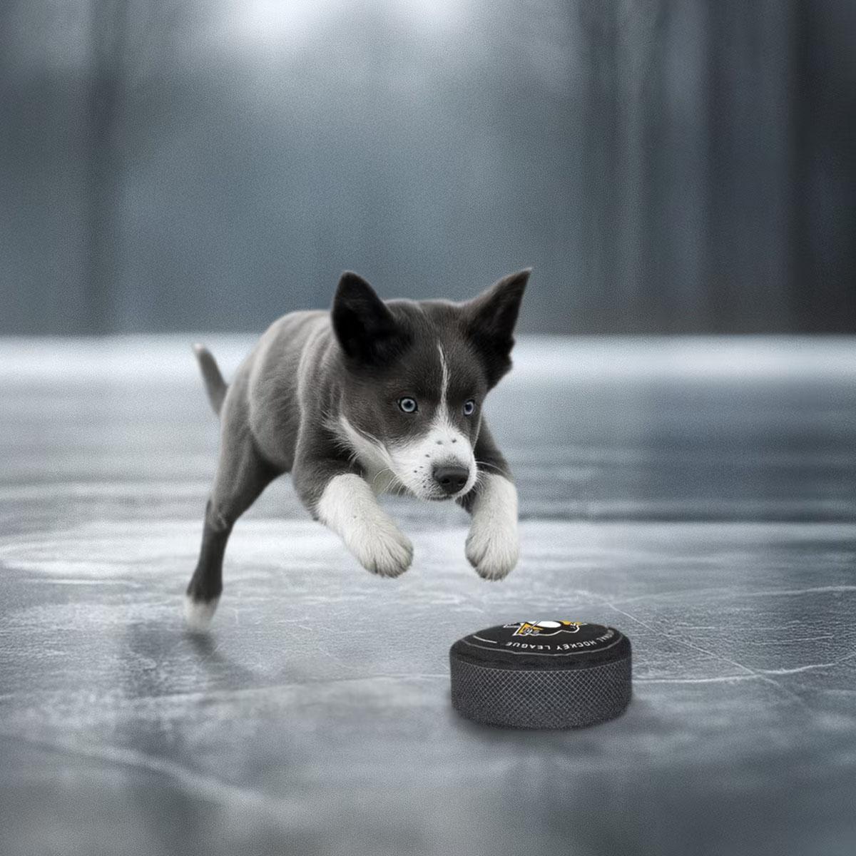Pittsburgh Penguins Hockey Puck Dog Toy