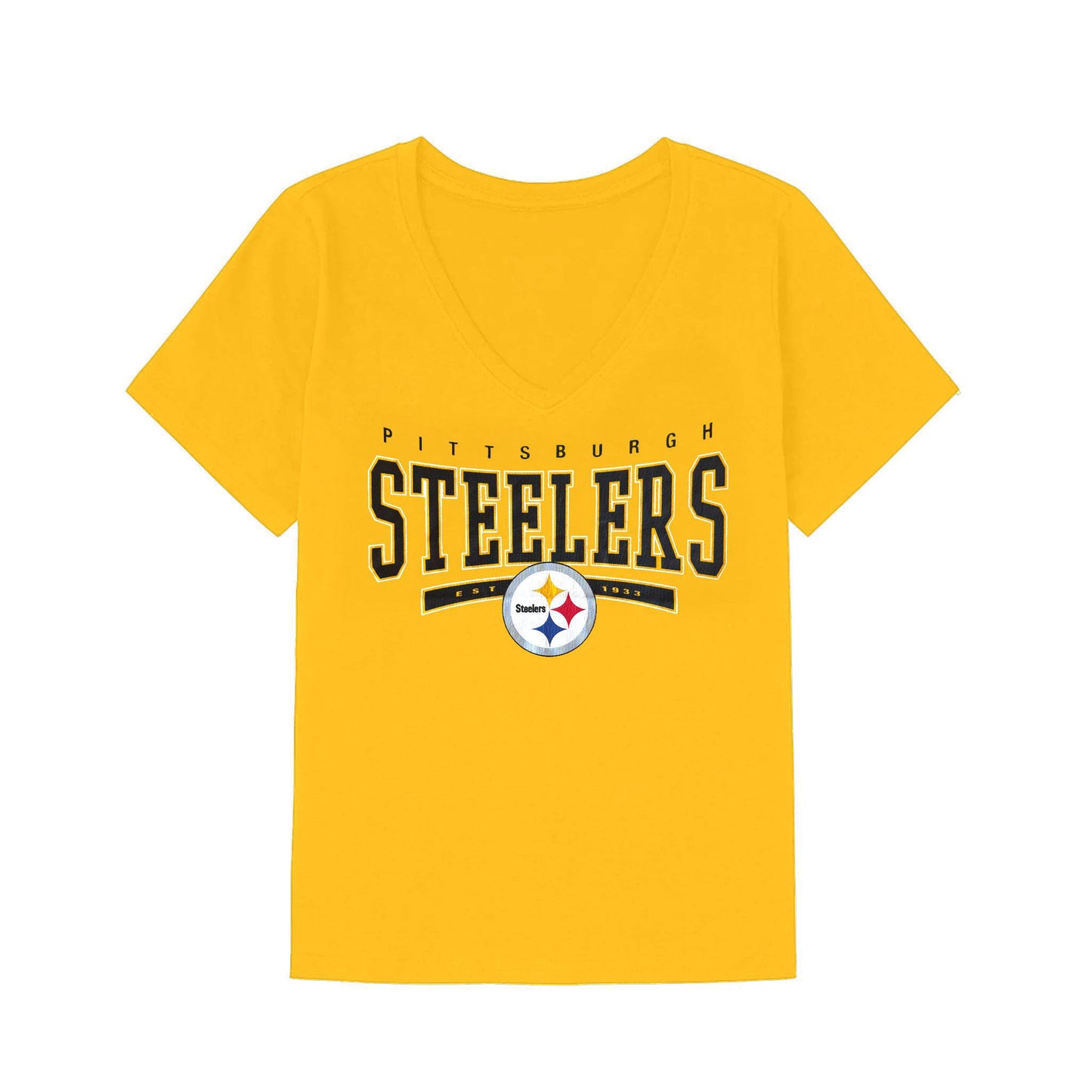 Pittsburgh Steelers Gold Womens V-Neck Tee
