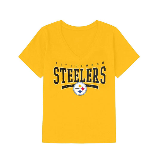 Pittsburgh Steelers Gold Womens V-Neck Tee