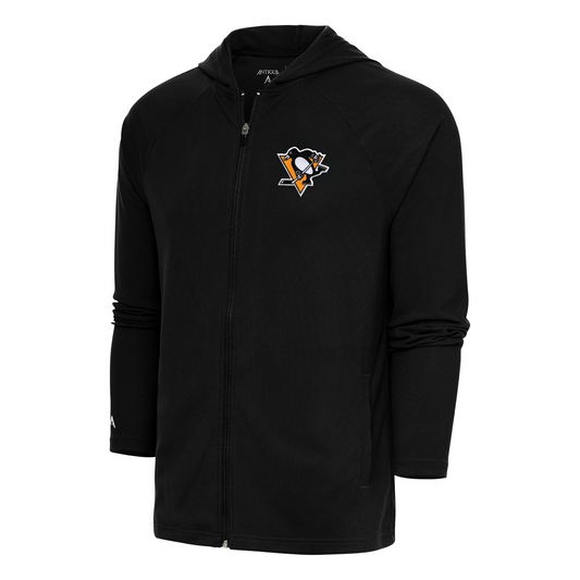 Pittsburgh Penguins Antigua Black Logo Legacy Full-Zip Hoodie