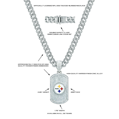 Pittsburgh Steelers 30" Iced Bling Dog Tag
