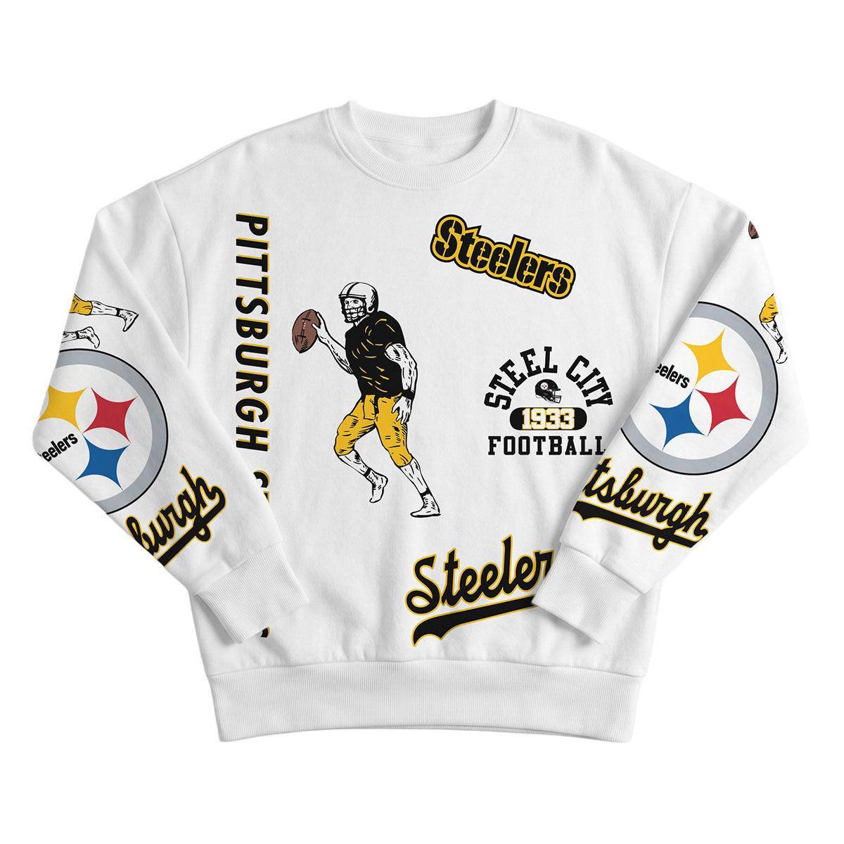 Pittsburgh Steelers Women's Oversized Scatter Logo Pullover Sweatshirt