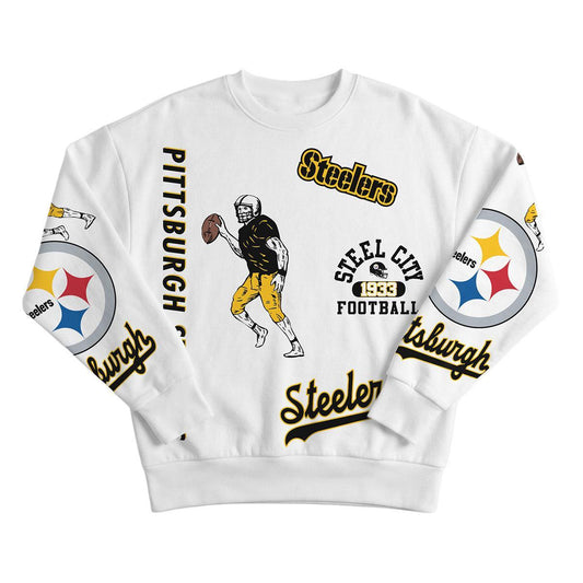 Pittsburgh Steelers Women's Oversized Scatter Logo Pullover Sweatshirt