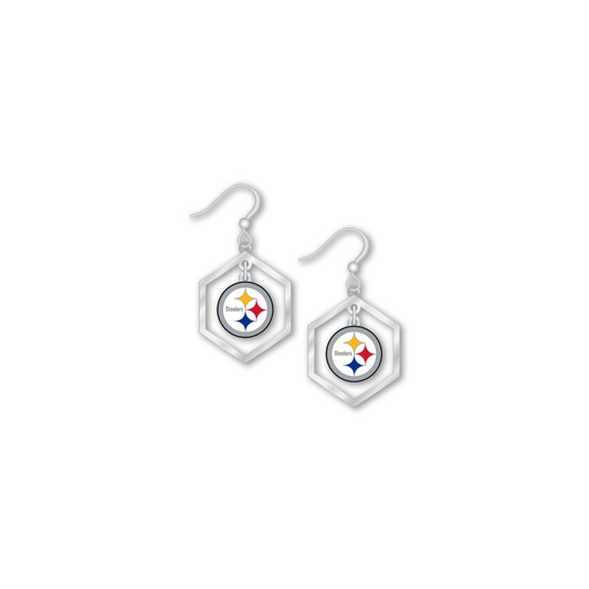 Pittsburgh Steelers Hexagon Cutout Earrings