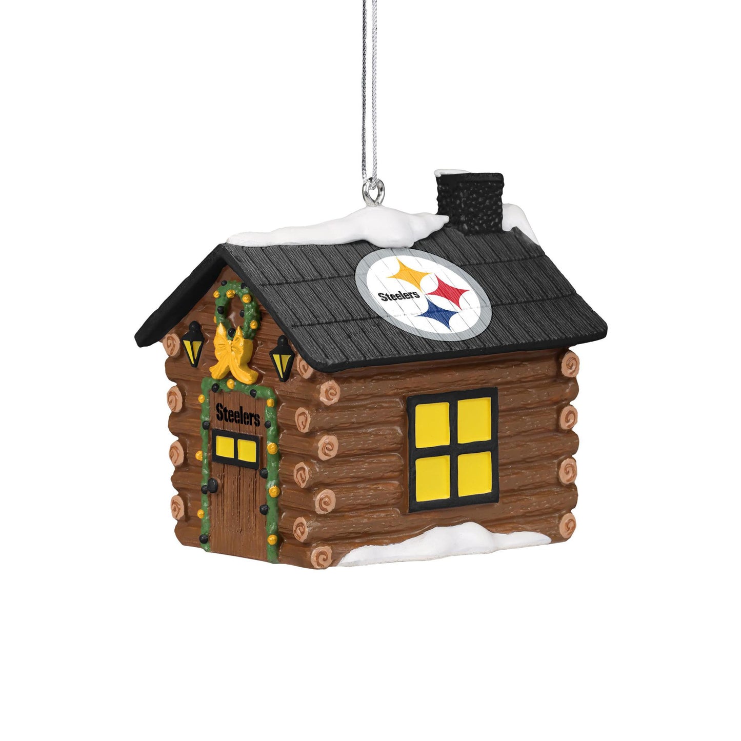 Pittsburgh Steelers Log Cabin Holiday Ornament