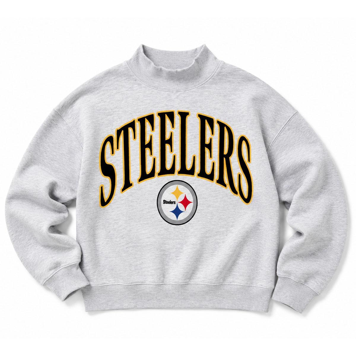 Pittsburgh Steelers Relay Grey Vantage ’47 Women's Mock Neck Pullover