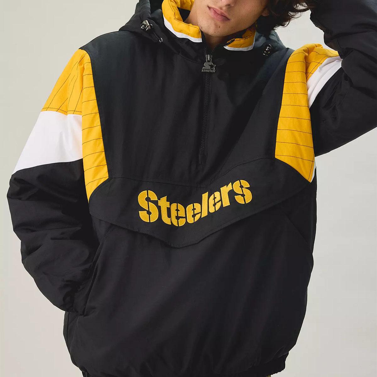 Pittsburgh Steelers Starter NFL Throwback Quarter Zip Windbreaker Jacket