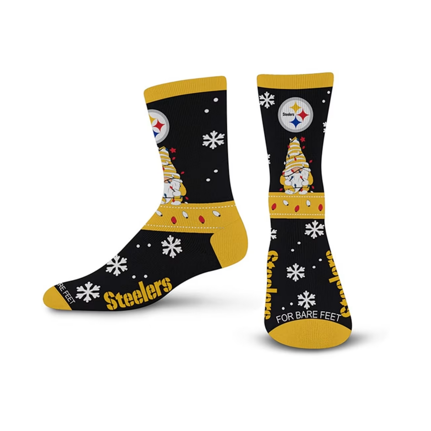 Pittsburgh Steelers Gnome Holiday Crew Socks