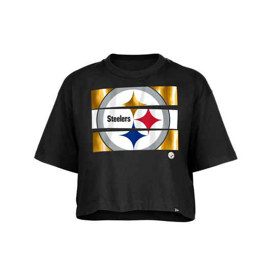 New Era Women's Pittsburgh Steelers Panel Boxy Black T-Shirt