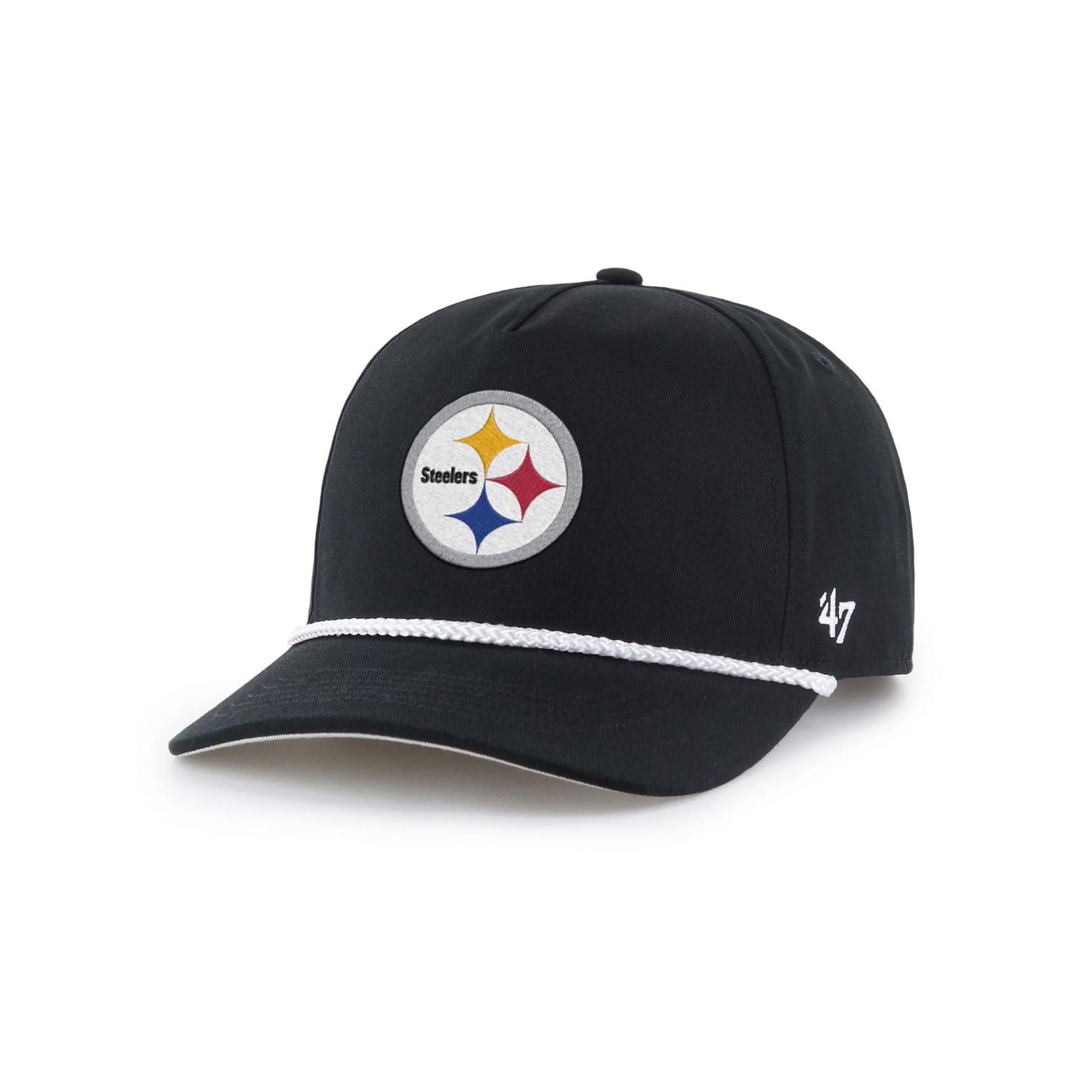 '47 Adult Pittsburgh Steelers Black Rope Hitch Adjustable Hat