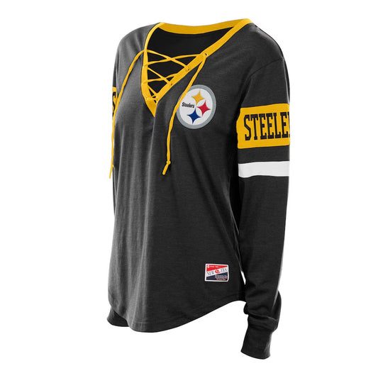 Pittsburgh Steelers New Era Women's Throwback Lace-Up Long Sleeve