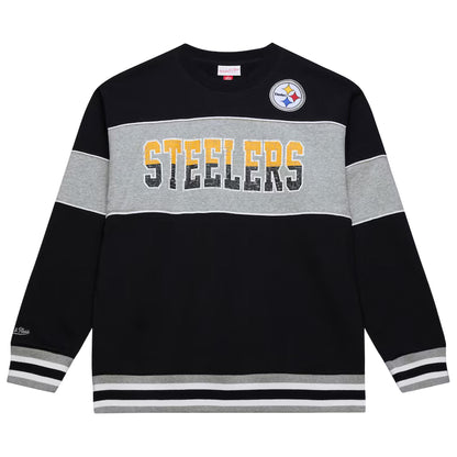 Pittsburgh Steelers Black/Heather Gray Fleece Crewneck Sweatshirt