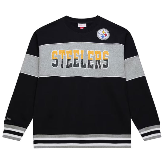 Pittsburgh Steelers Black/Heather Gray Fleece Crewneck Sweatshirt