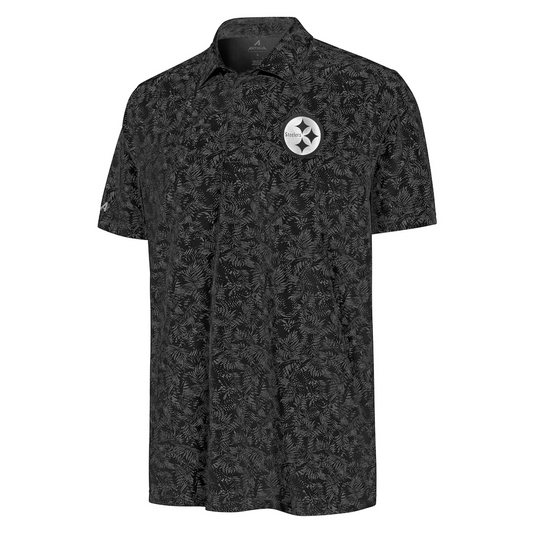 Pittsburgh Steelers Antigua Black Lush Polo