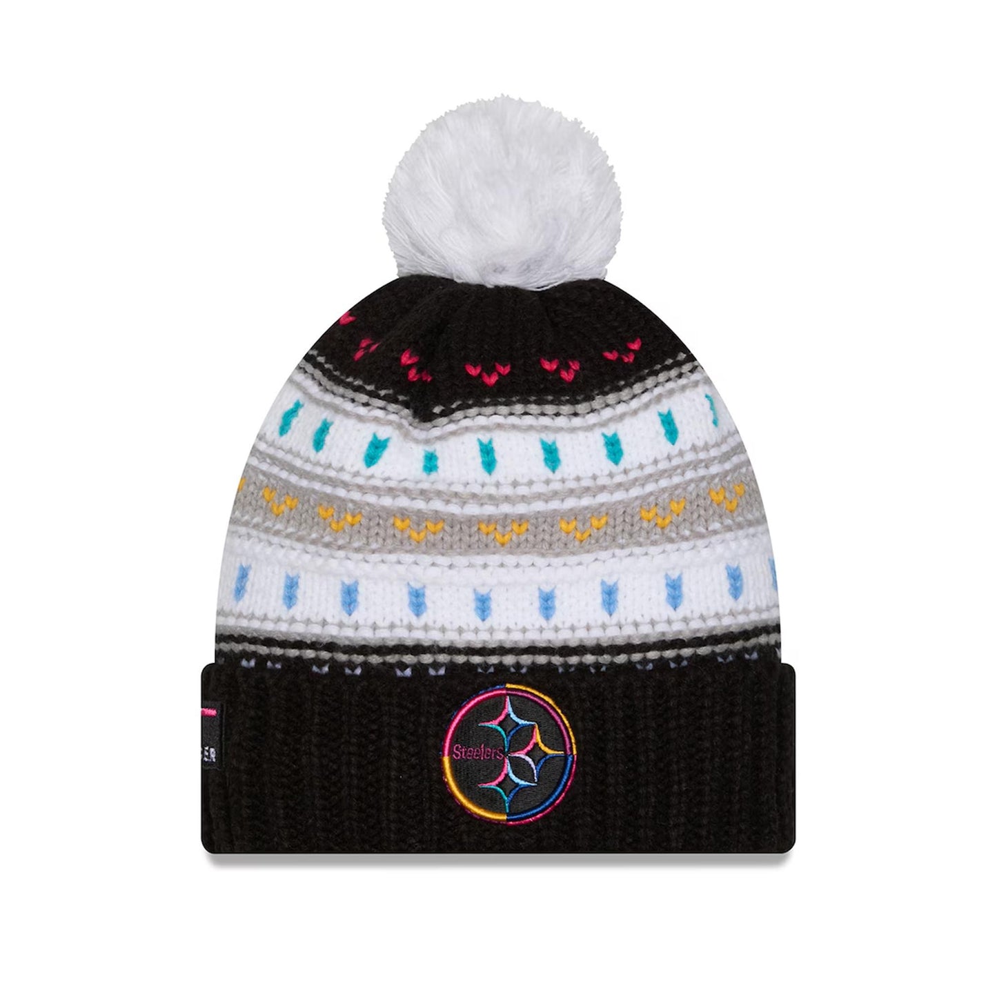 Pittsburgh Steelers New Era Women's 2025 NFL Crucial Catch Cuffed Knit Hat with Pom