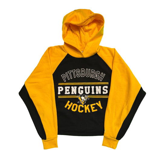 Starter Pittsburgh Penguins Hockey Gold Cropped Womens Pullover Hoodie
