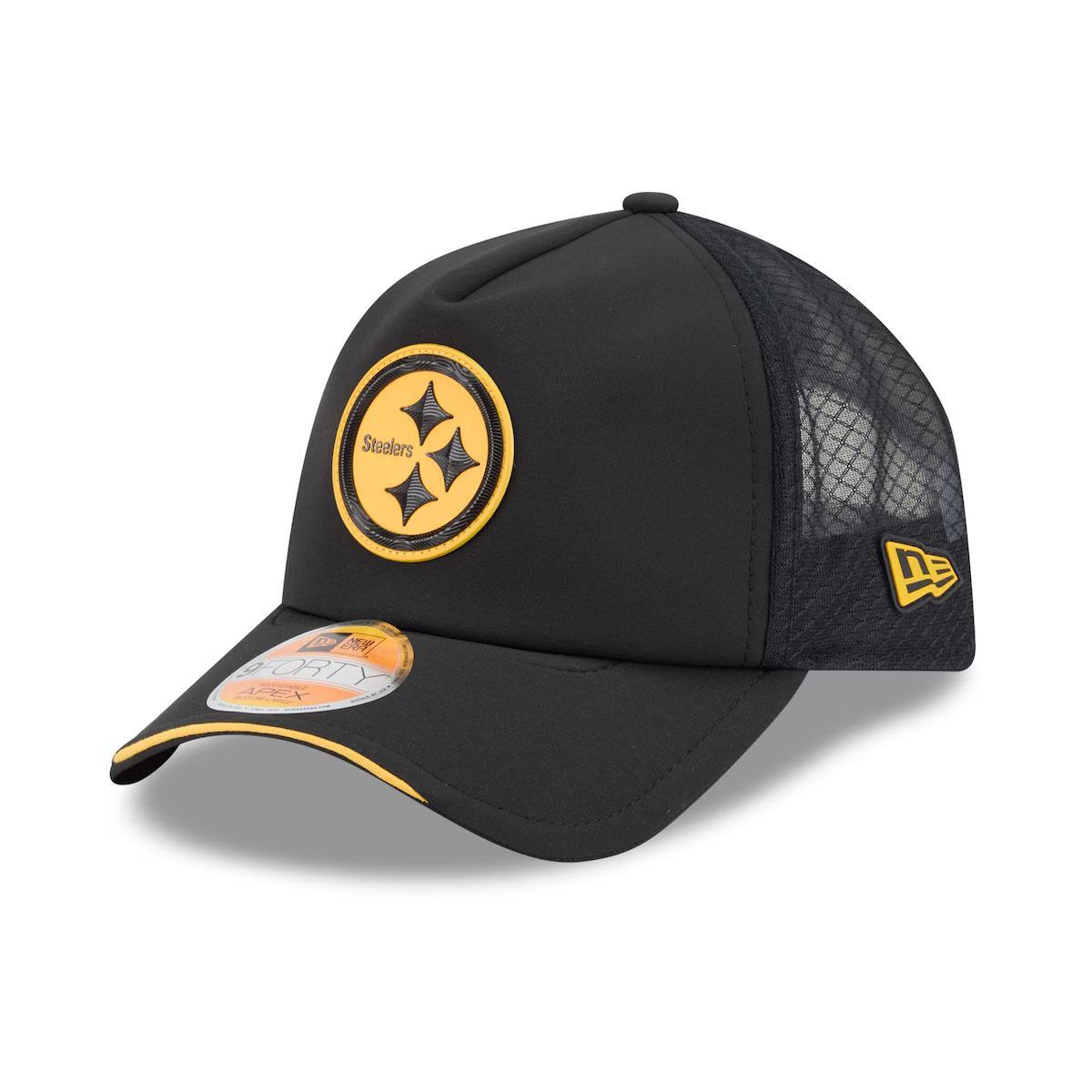 Pittsburgh Steelers New Era 2026 Sideline Apex 9FORTY Adjustable Trucker Hat