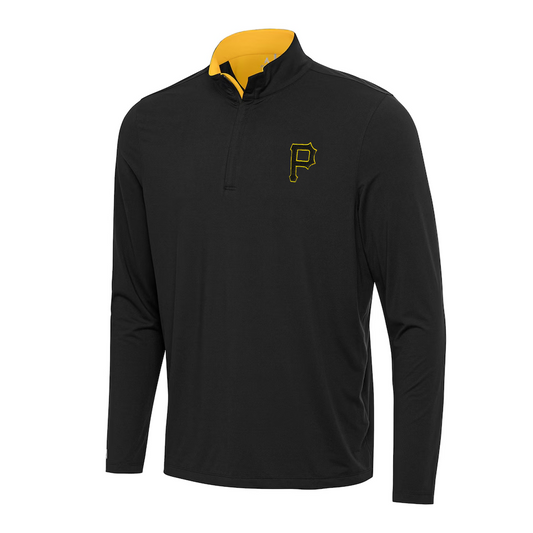 Antigua Pittsburgh Pirates Black Content Quarter-Zip Top