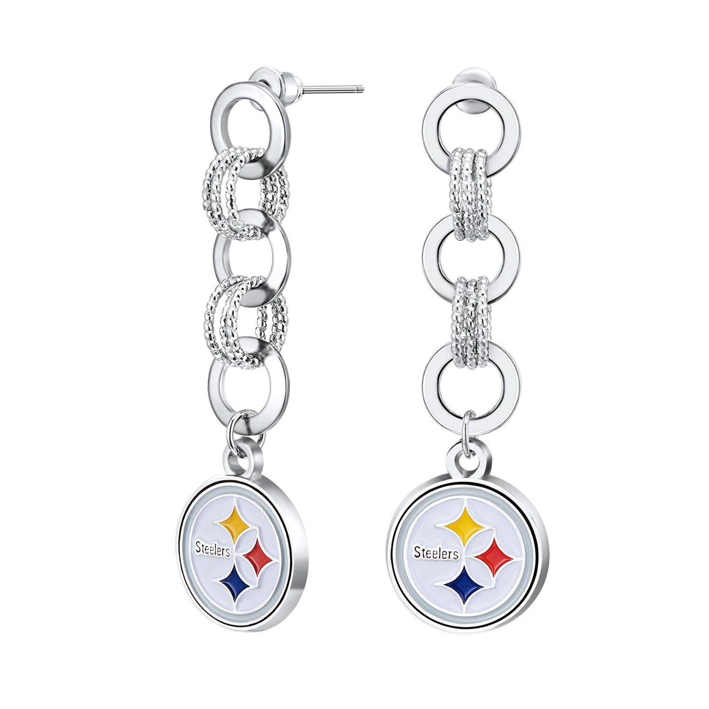 Pittsburgh Steelers Circle Links Post Earrings