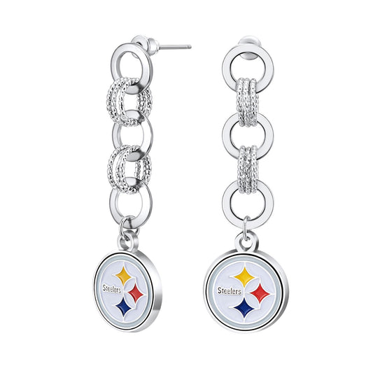 Pittsburgh Steelers Circle Links Post Earrings