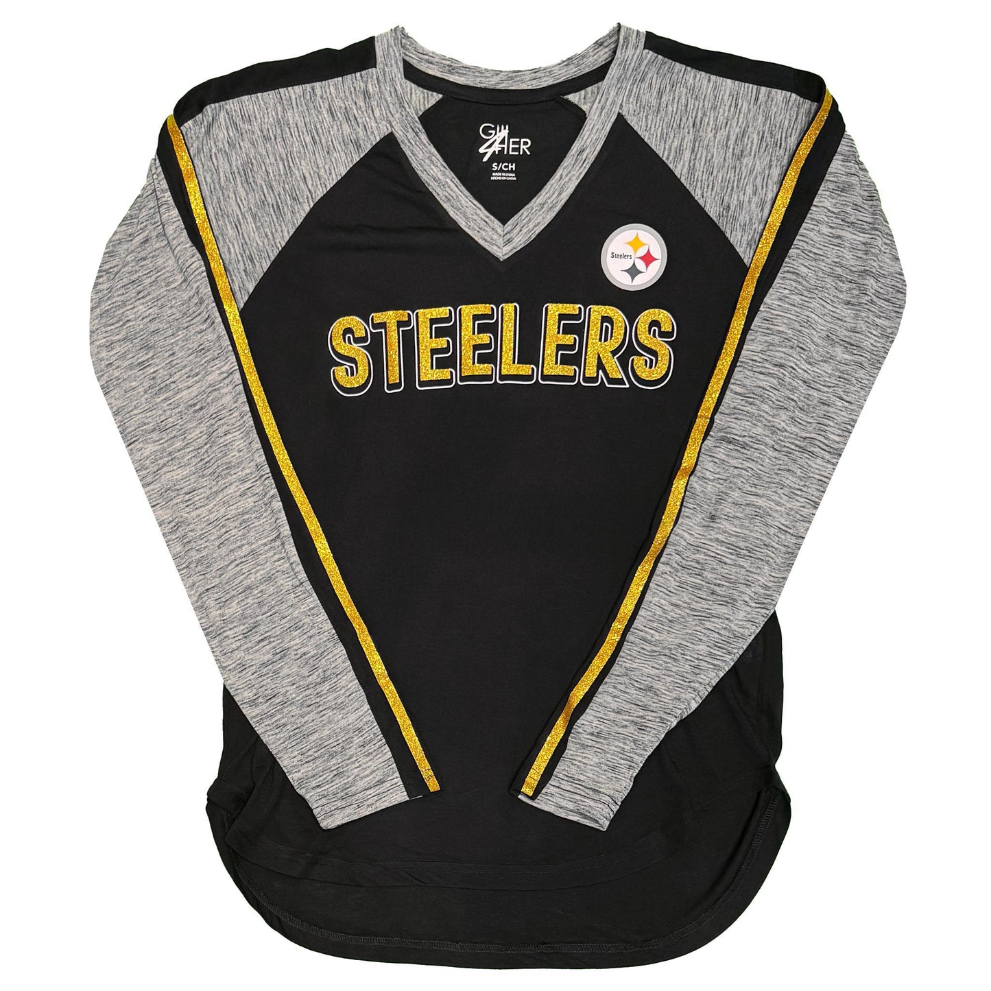 Pittsburgh Steelers Women's Glitter Long Sleeve