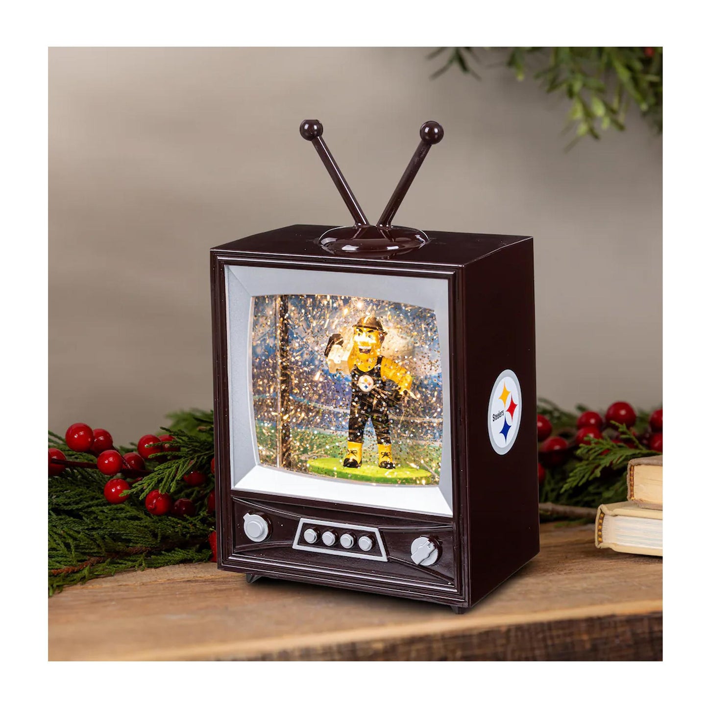 Pittsburgh Steelers 8" Vintage TV Water Globe Lantern with Mascot