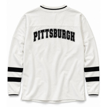 Pittsburgh Penguins Women's Starter White Line Up Long Sleeve V-Neck Tee