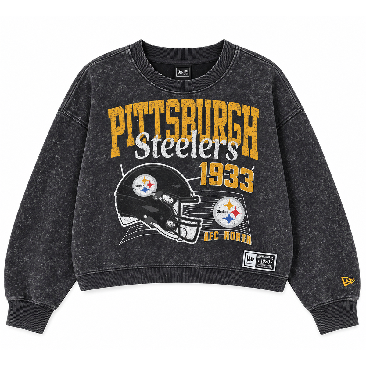 Pittsburgh Steelers Women's Retro Washed Helmet Boxy Cropped Pullover