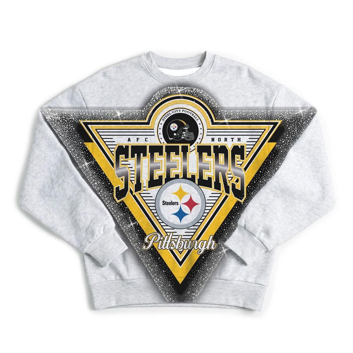 Pittsburgh Steelers Women's Rhinestone Spray Premium Crewneck Sweatshirt