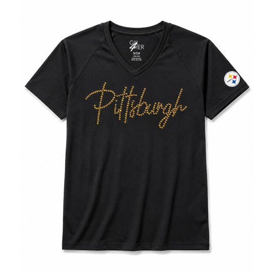 Pittsburgh Steelers Women's Sequin Script Top