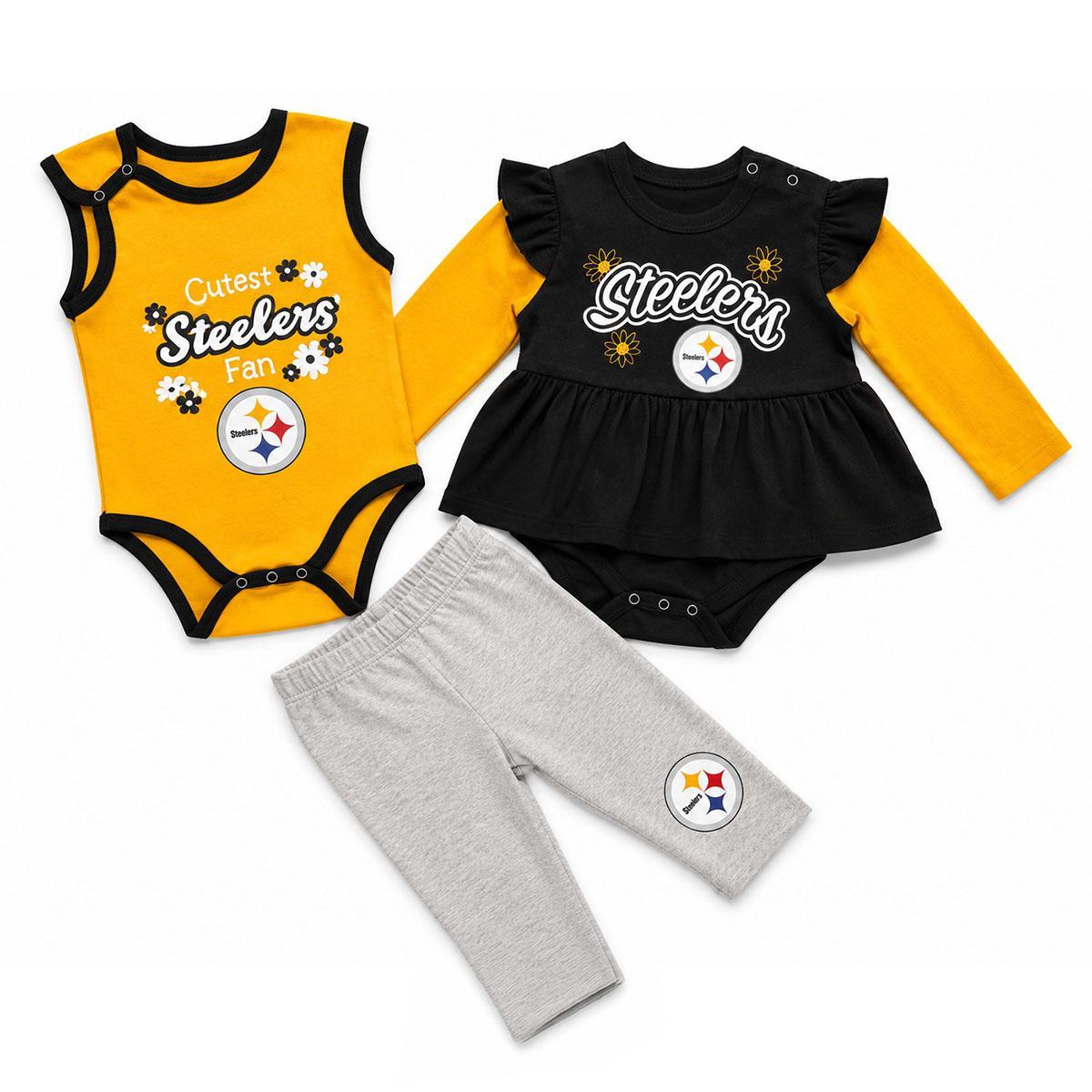 Pittsburgh Steelers Cutest Fan 3-Piece Girls Onesie Set