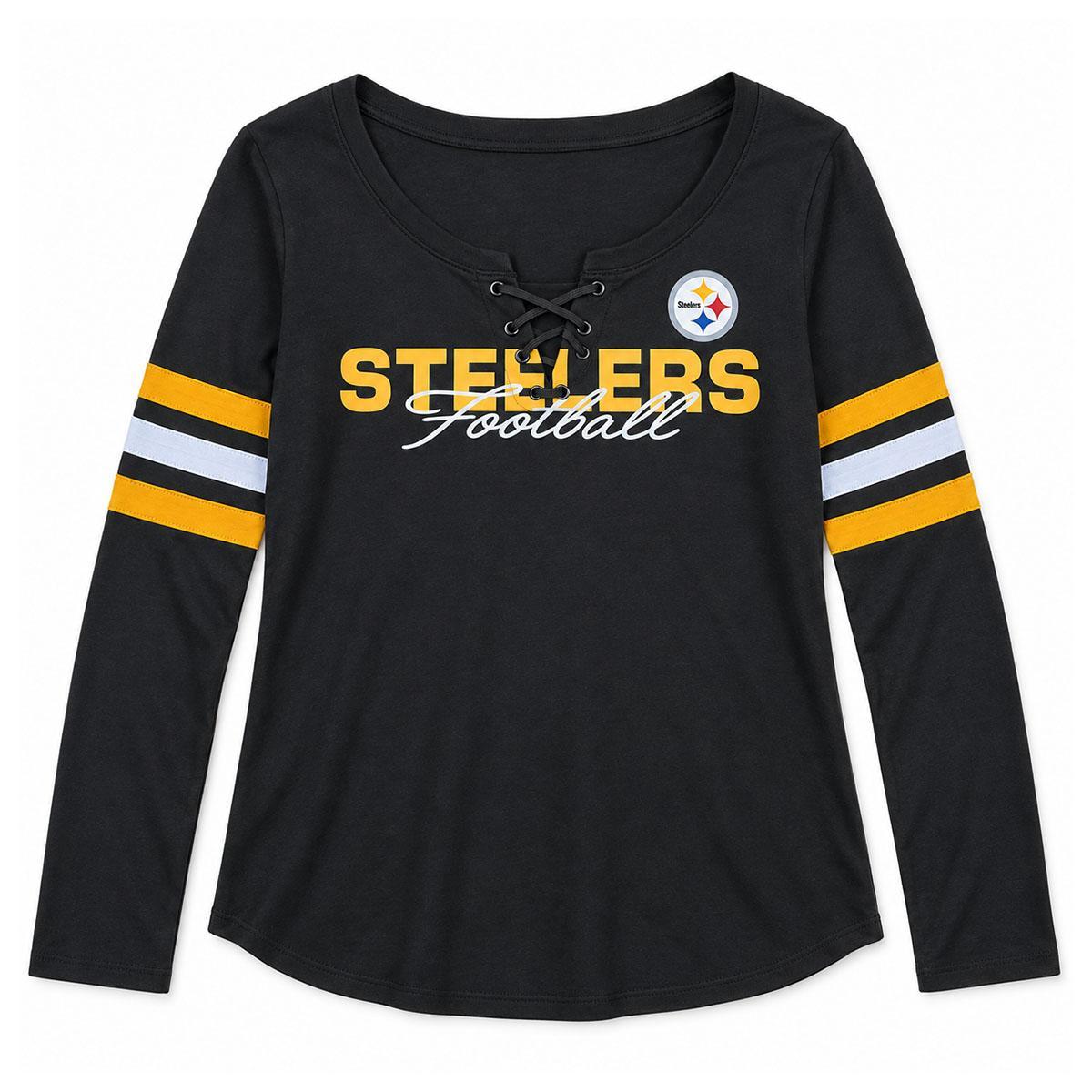 Pittsburgh Steelers Womens Lace Up Top