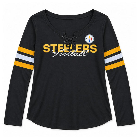 Pittsburgh Steelers Womens Lace Up Top