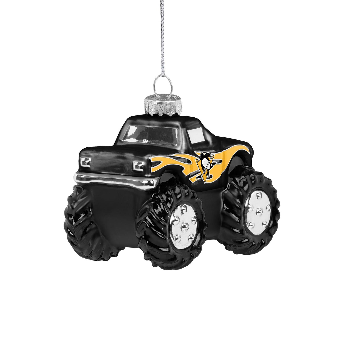 Pittsburgh Penguins Blown Glass Monster Truck Ornament
