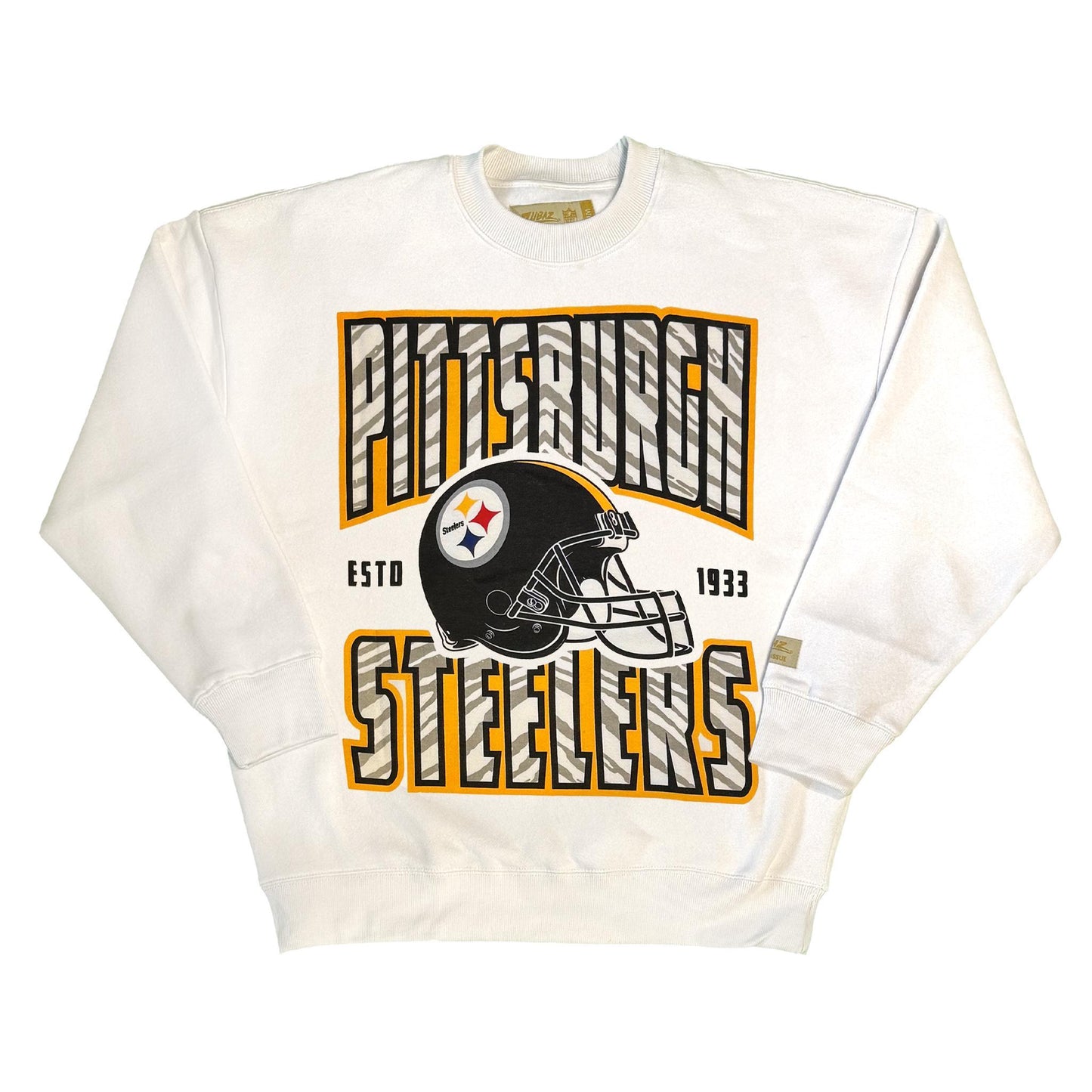 Pittsburgh Steelers Zubaz 90s Vintage Helmet Drop Shoulder Crewneck