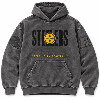 Pittsburgh Steelers Pro Standard Vintage Black Washed Pullover Hoodie