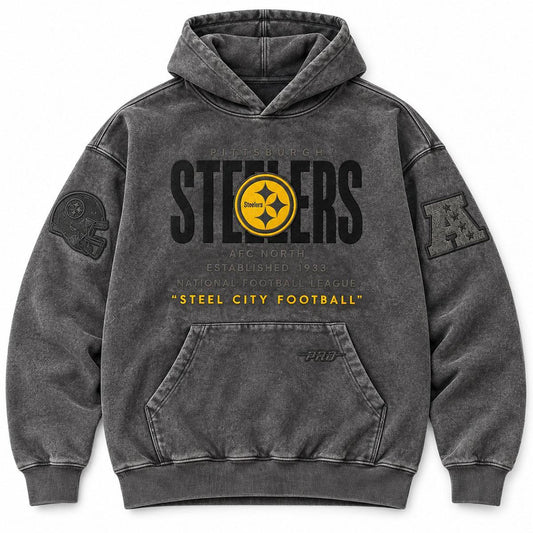Pittsburgh Steelers Pro Standard Vintage Black Washed Pullover Hoodie