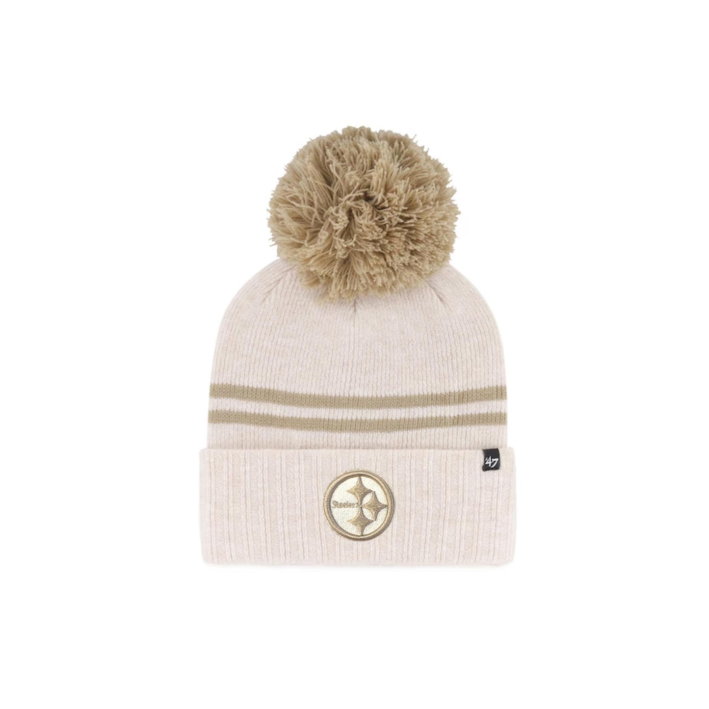 Women's '47 Natural Pittsburgh Steelers Core & Inline Latte Cuffed Knit Hat with Pom