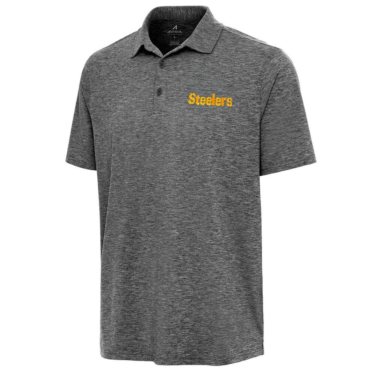 Pittsburgh Steelers Antigua Heather Black Par 3 Polo