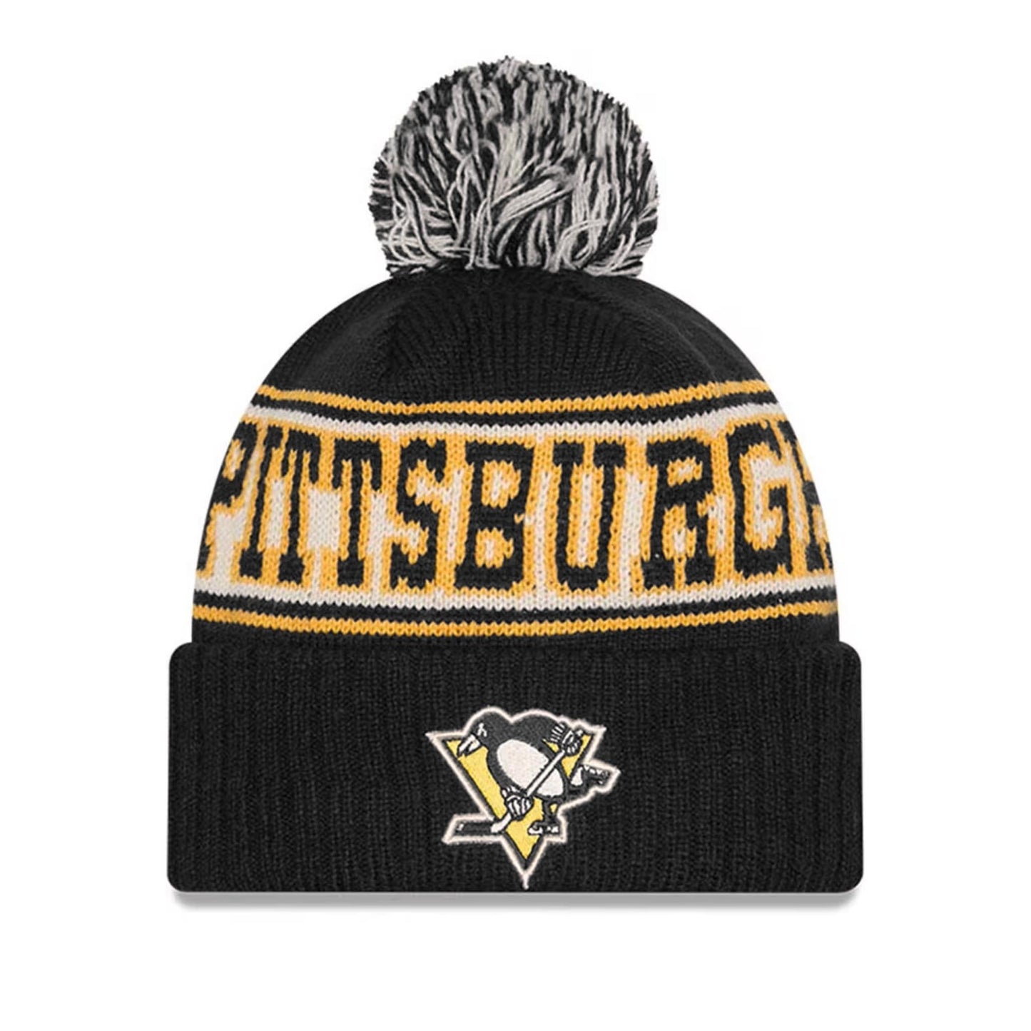 Pittsburgh Penguins Black Retro Pom Knit Beanie