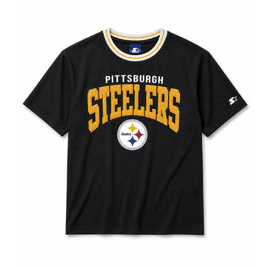 Starter Pittsburgh Steelers Women's Cropped Ringer Top