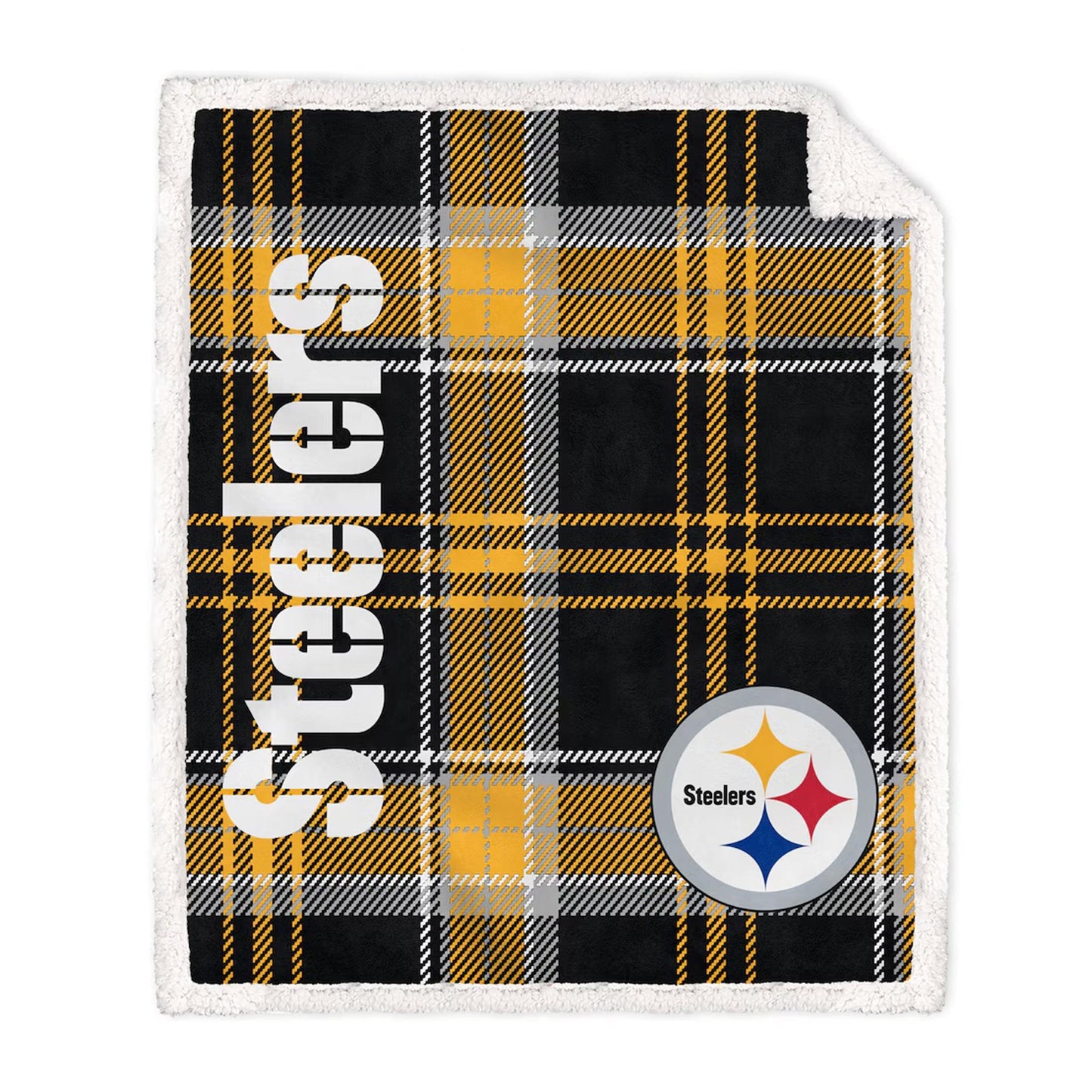 Pittsburgh Steelers Pegasus 50" x 60" Playmaker Plaid Ultra Cozy Sherpa Throw