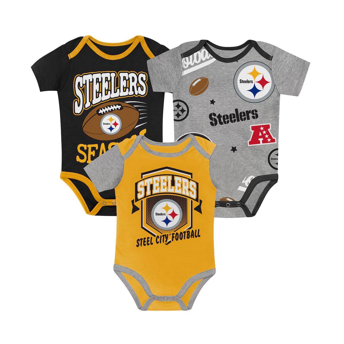 Pittsburgh Steelers Outerstuff Newborn First Round Pick Three-Piece Bodysuit Set