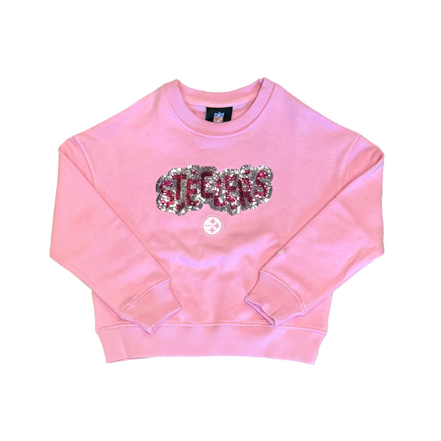 Girl's Pittsburgh Steelers Pink Flip Sequin Sweatshirt
