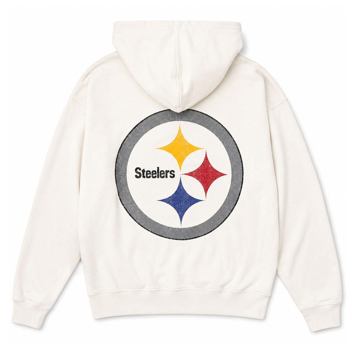 Pittsburgh Steelers Women's Sandstone '47 Brand Pullover Hoodie