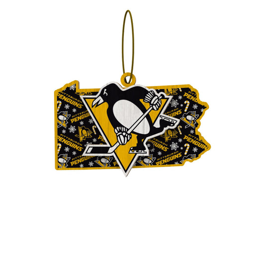 Pittsburgh Penguins Wooden State Ornament