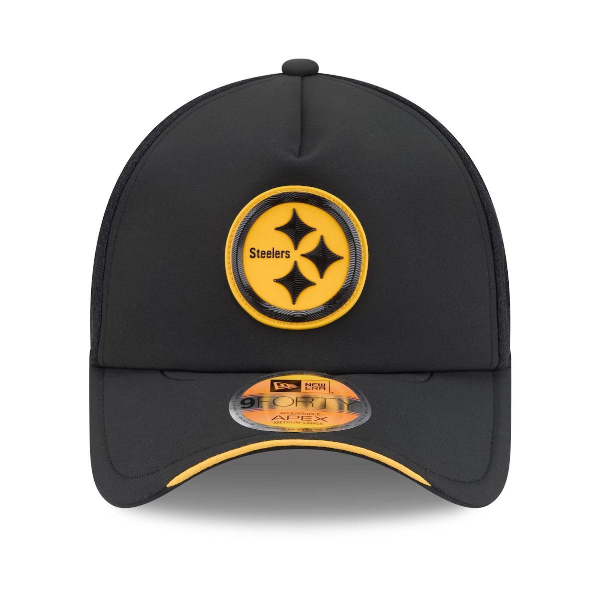 Pittsburgh Steelers New Era 2026 Sideline Apex 9FORTY Adjustable Trucker Hat