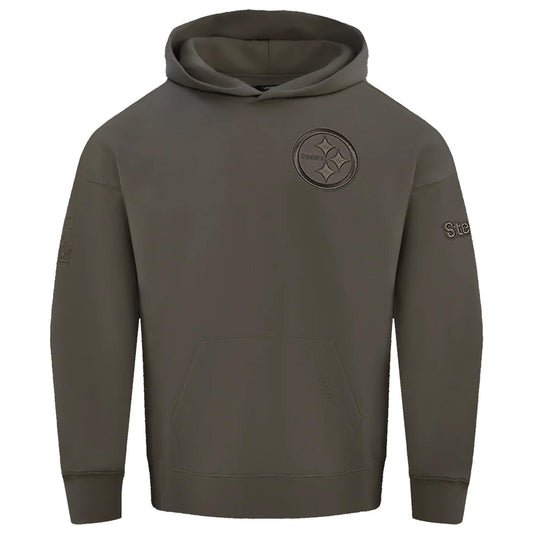 Pittsburgh Steelers Dark Taupe Drop Shoulder Pullover Hoodie