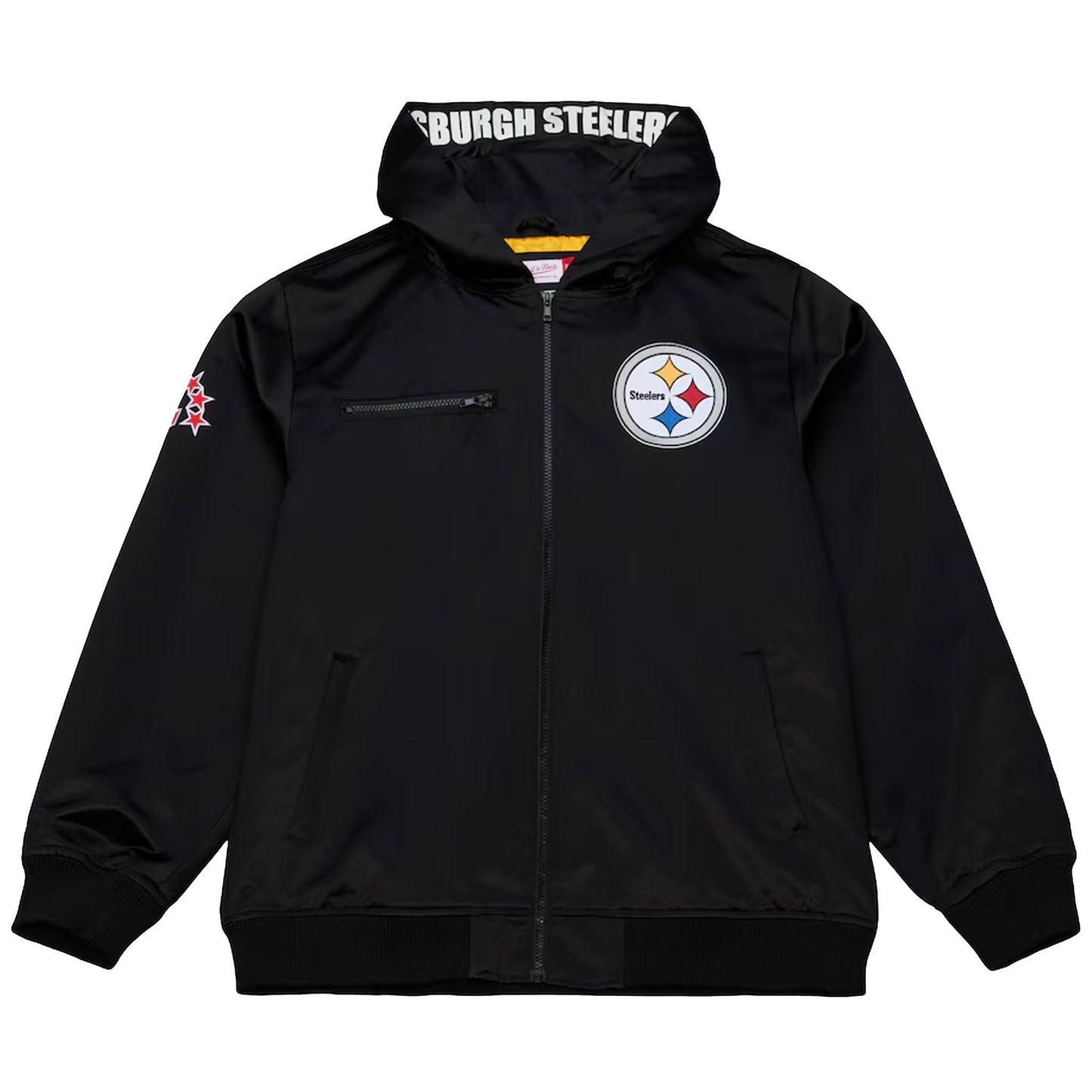 Pittsburgh Steelers Walk the Tunnel Hooded Satin Bomber Full-Zip Jacket